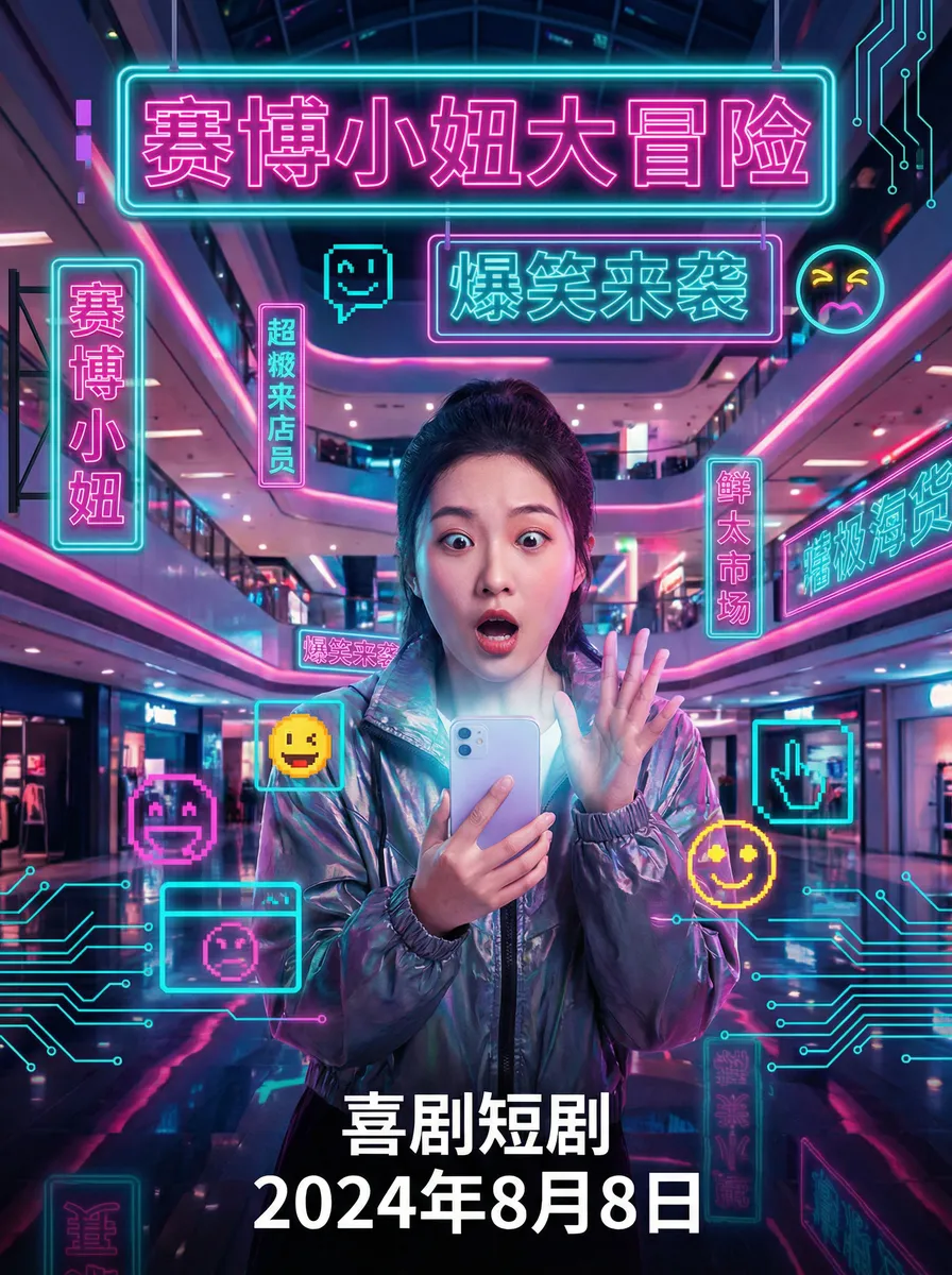黄瓜视频下载 搞笑喜剧短剧 - 赛博小妞大冒险海报